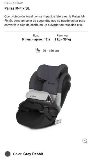 Silla Coche CYBEX Pallas M-Fix SL Gris