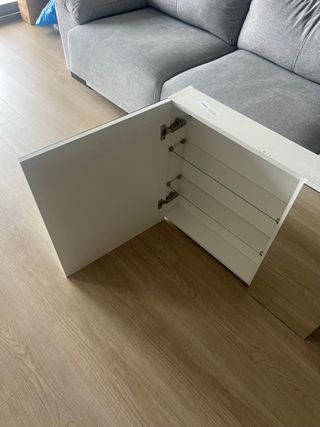 Armario de baño con puertas espejo d madera blanco