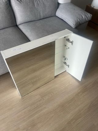 Armario de baño con puertas espejo d madera blanco