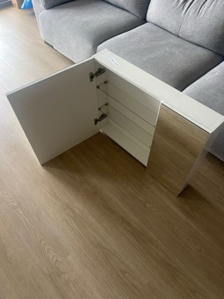 Armario de baño con puertas espejo d madera blanco