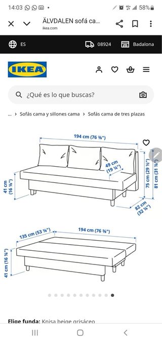 Sofá cama gris tela casi nuevo