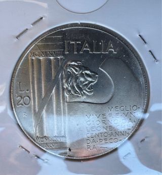 Moneda Plata - Italia 20 Liras 1928 KM 70