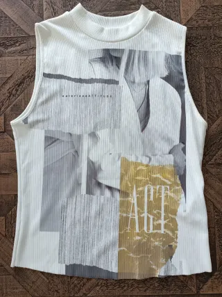Top Zara Blanco y Dorado