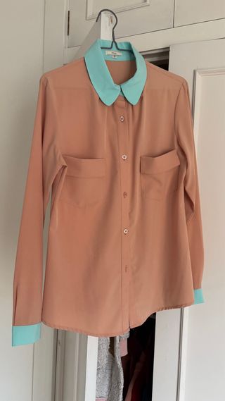 Camisa Kling talla 2 Nude y Turquesa