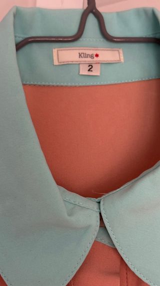 Camisa Kling talla 2 Nude y Turquesa