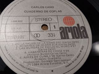 Carlos Cano - Cuaderno de Coplas Vinilo