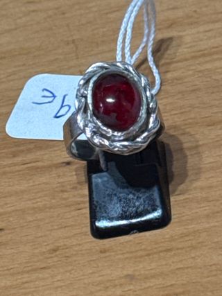 Anillo Plata Ley 925 con Piedra Roja