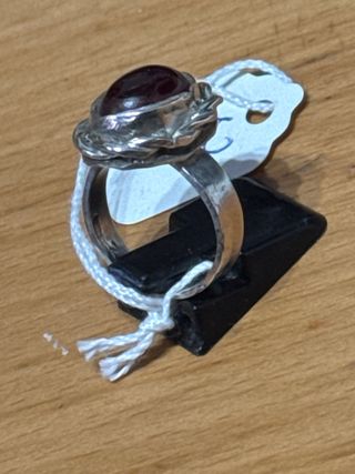 Anillo Plata Ley 925 con Piedra Roja