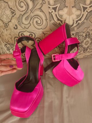 Tacones rosa fucsia plataforma 