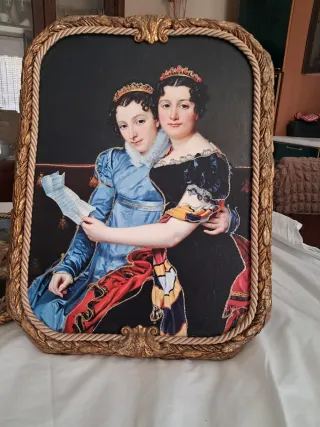 Quadro decorativo con cornice dorata