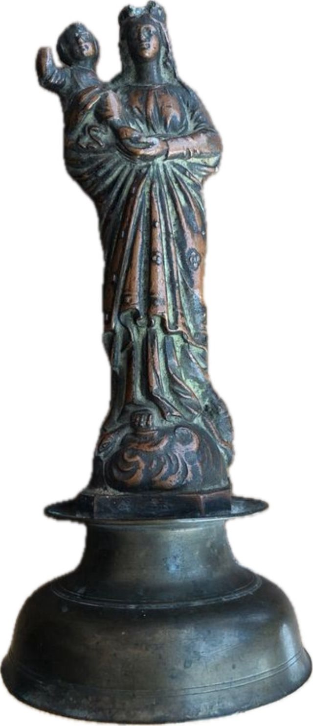 Antica statua Madonna scultura bronzo XVIII sec.