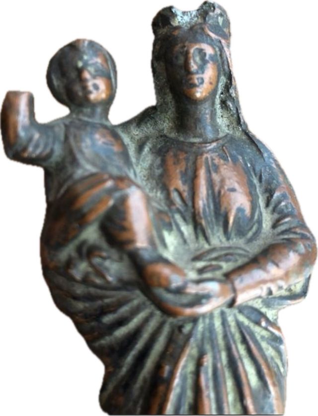 Antica statua Madonna scultura bronzo XVIII sec.