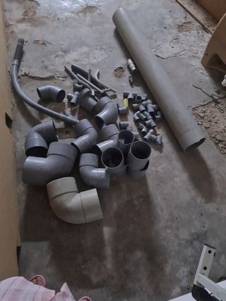 Lote 45 piezas PVC codos, bajantes