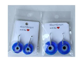 Ojo Turco Pendientes Azul Plata