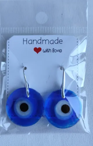 Ojo Turco Pendientes Azul Plata