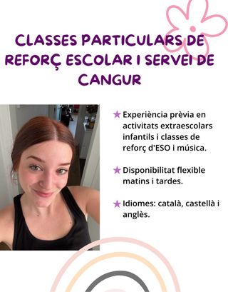 Clases particulares refuerzo escolar y niñera