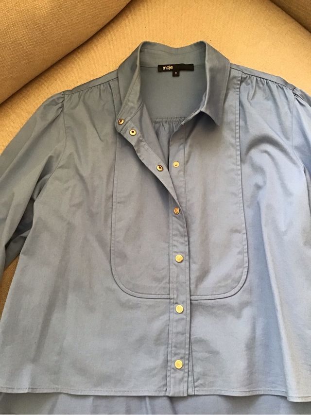 Camisa Maje Algodón Azul Talla M. 