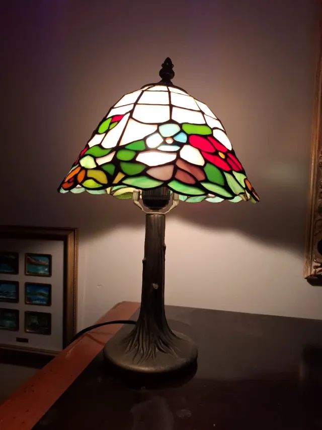 Lámpara tipo Tiffany Vidriera Flores