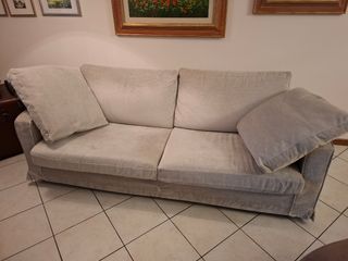 Divano 3 posti tessuto beige/grigio misura mt. 210