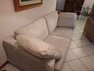 Divano 3 posti tessuto beige/grigio misura mt. 210