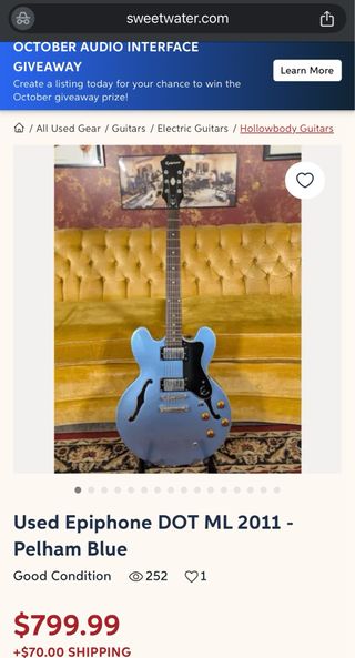 Epiphone Dot ML Pelham Blue Edición Limitada
