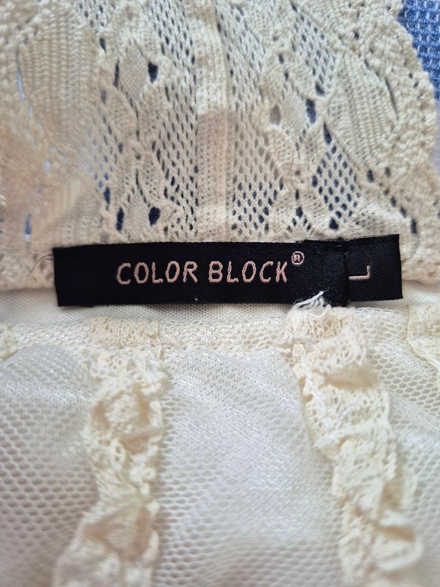 Vestido lencero midi encaje crema