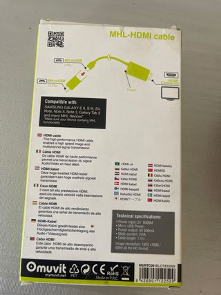 Cable MHL a HDMI Muvit 1.0m