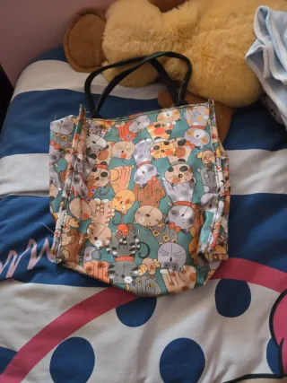Bolso de mano con estampado de gatos