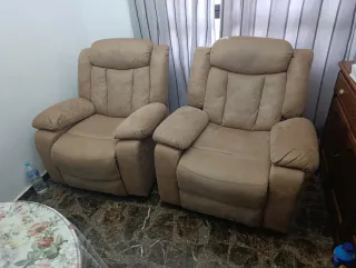 2 sillones reclinables de 1 plaza beige