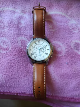 Orologio Fossil Uomo Pelle Marrone Bianco