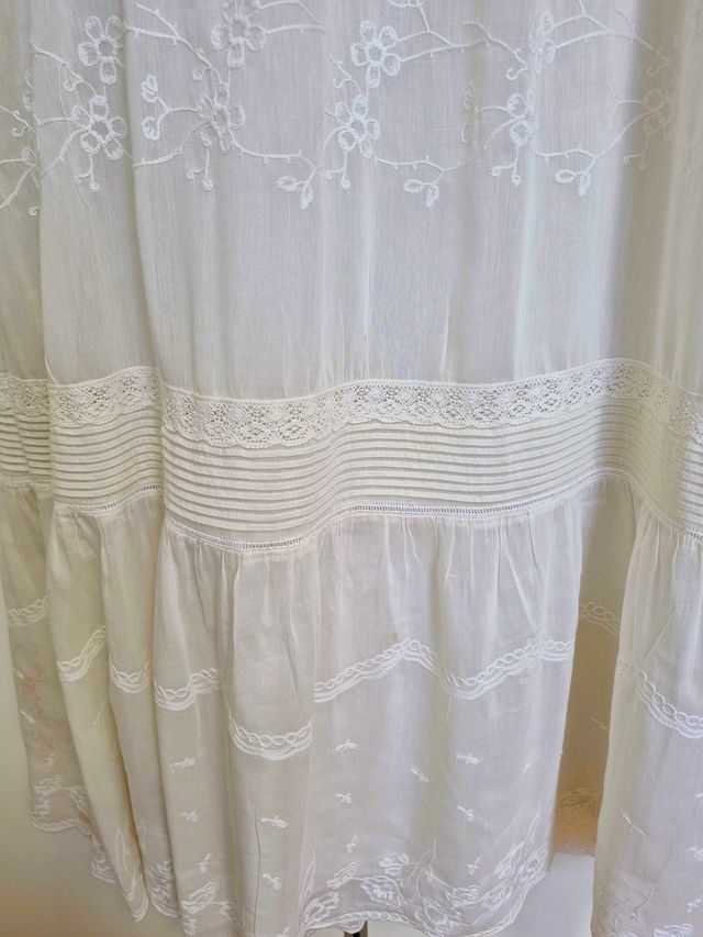 Vestido Massimo Dutti Blanco Boho Largo