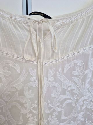 Vestido Massimo Dutti Blanco Boho Largo