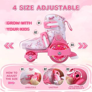 NUEVO PATINES RUEDA CON LUCES INFANTIL ROSA 26-29