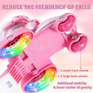 NUEVO PATINES RUEDA CON LUCES INFANTIL ROSA 26-29