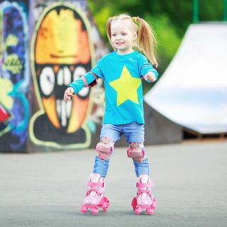 NUEVO PATINES RUEDA CON LUCES INFANTIL ROSA 26-29