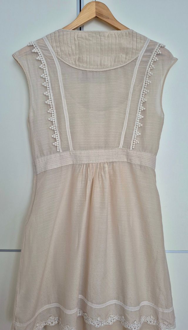 Vestido Massimo Dutti Beige Encaje