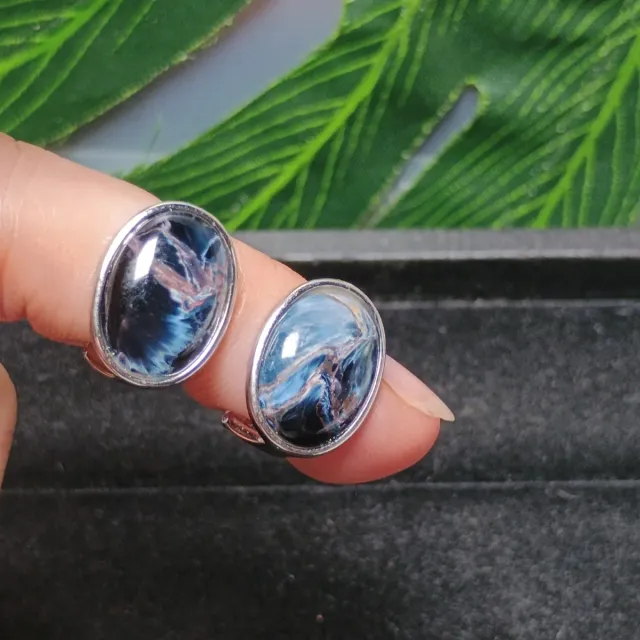 Pendientes Plata Pietersite Azul Ovalados