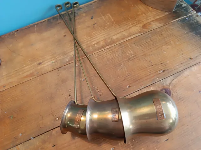 Set 3 Medidores Latón Vintage Brandy, Rum, Whiskey