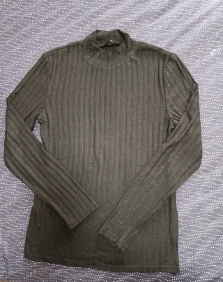 Jersey cuello alto canalé negro talla M