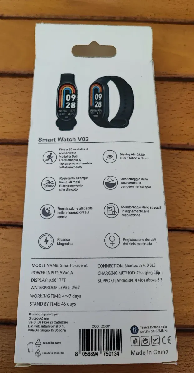 Smartwatch V02 Nero