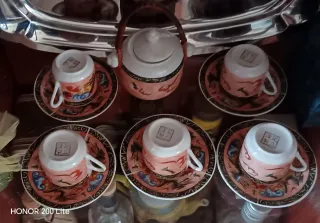 Set 6 Tazze e Piattini Ceramica Cinesi