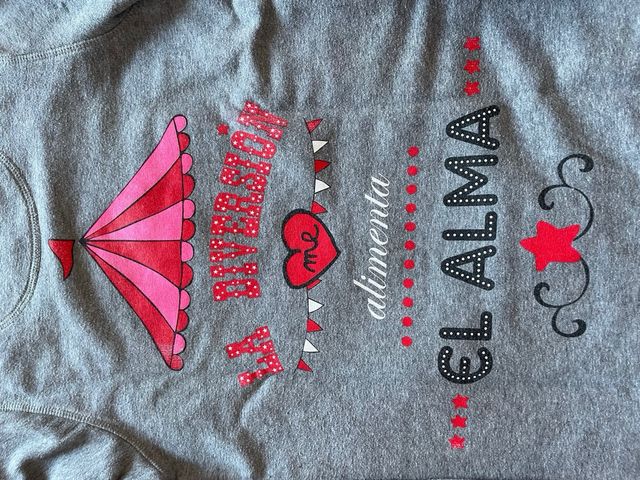 Vestido Anabel Lee gris con dibujo de payaso