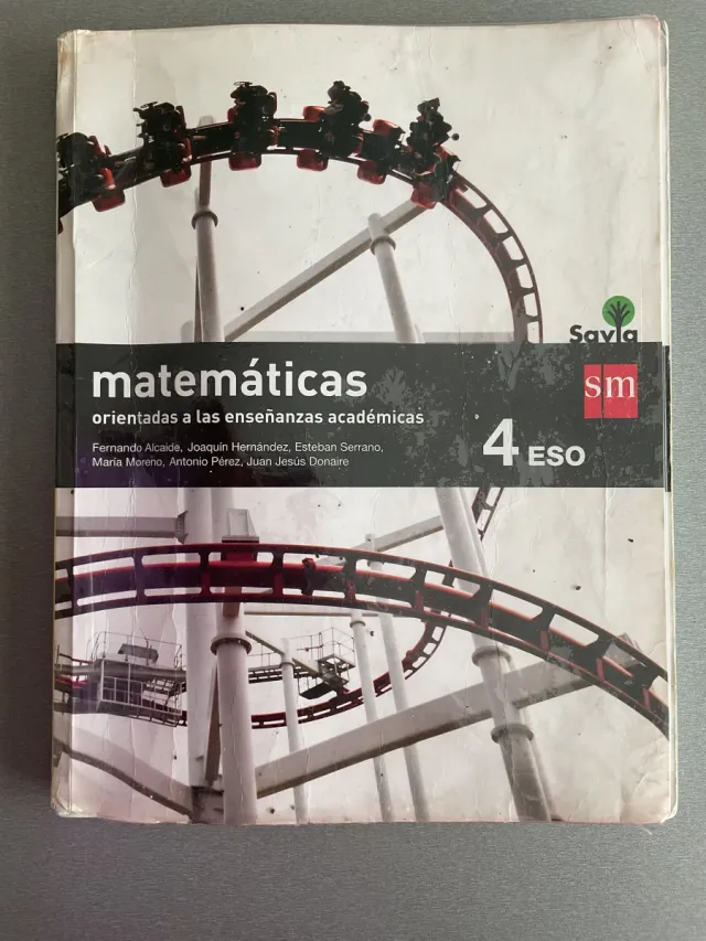 Libro Matemáticas, 4° ESO, ISBN 9788467586930, SM