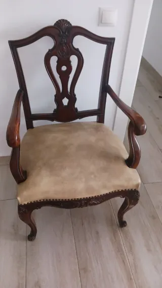 Silla Trona Vintage Madera Tapizada