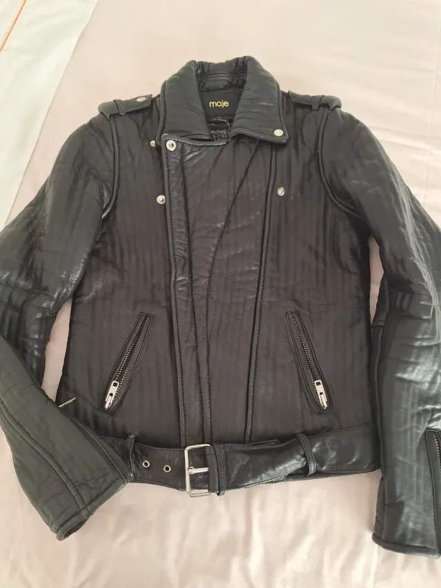Cazadora cuero Maje negra
