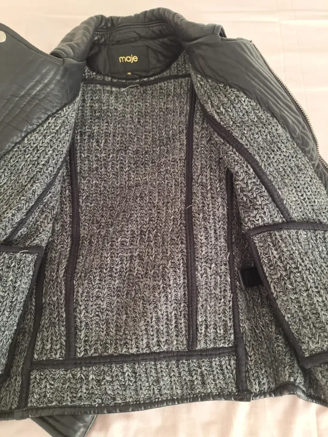 Cazadora cuero Maje negra