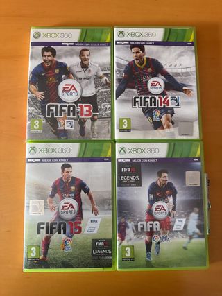 Lote 4 Juegos Xbox 360 FIFA 13, 14, 15, 16