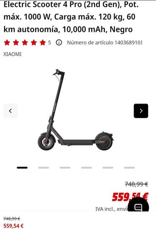 Patinete Eléctrico Xiaomi Scooter 4 Pro 2nd Gen