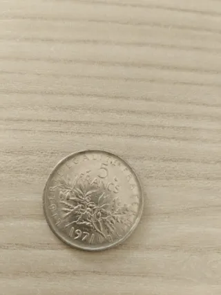 Moneda 5 Francos Franceses 1971