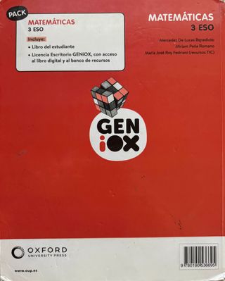 Matemáticas 3º ESO. Libro del estudiante. GENiOX